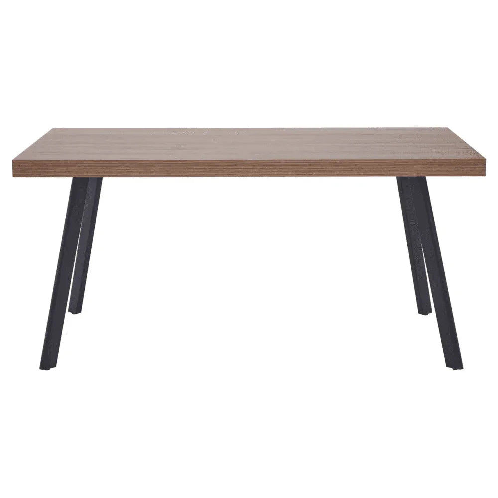 Buy modern wood office desk online, minimalist rectangular table with black metal legs