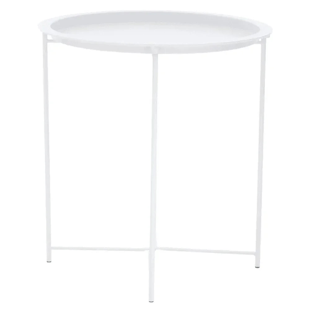 Bronzo Round White Side Table