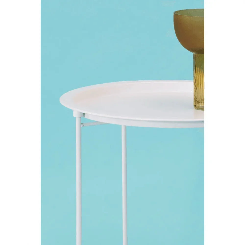 Bronzo Round White Side Table