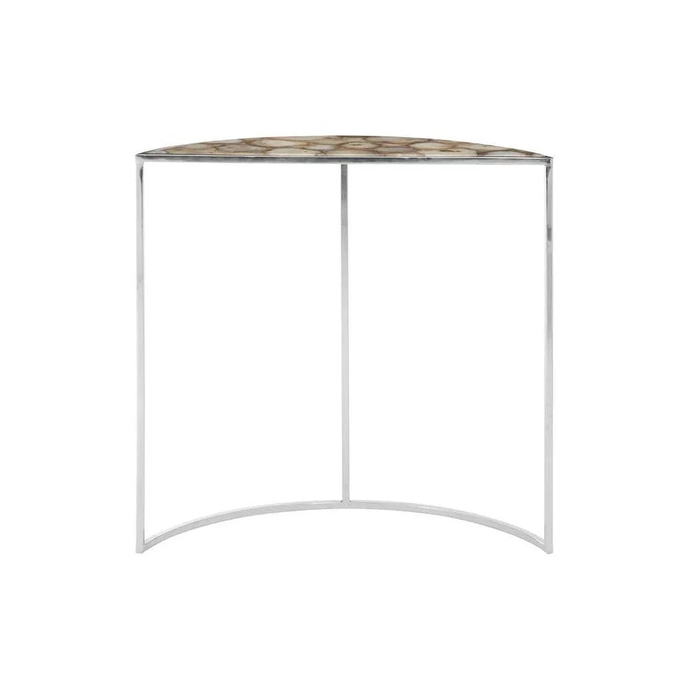 Luna Half Moon White Agate Top Table