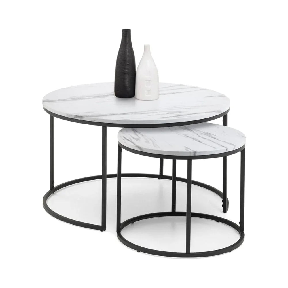 Bellini Round Nesting Coffee Table - White Marble