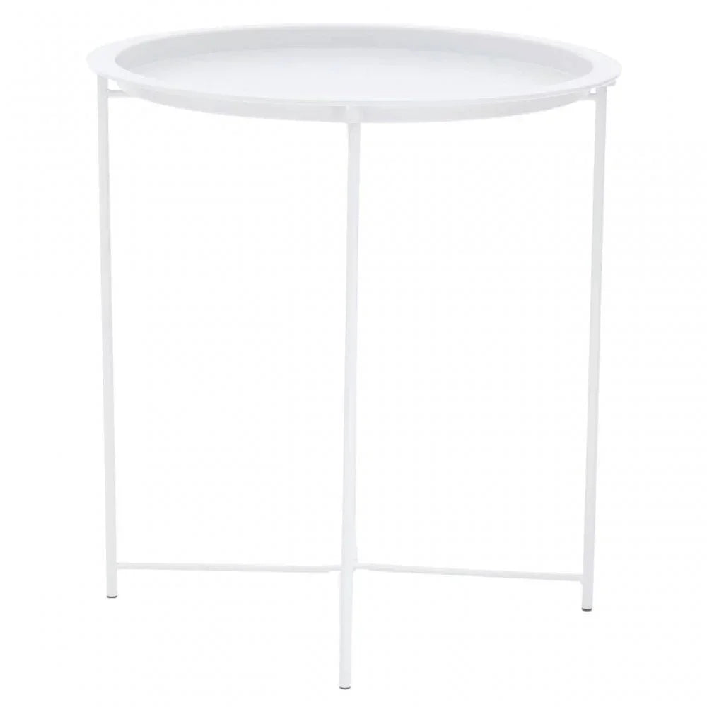 Bronzo Round White Side Table