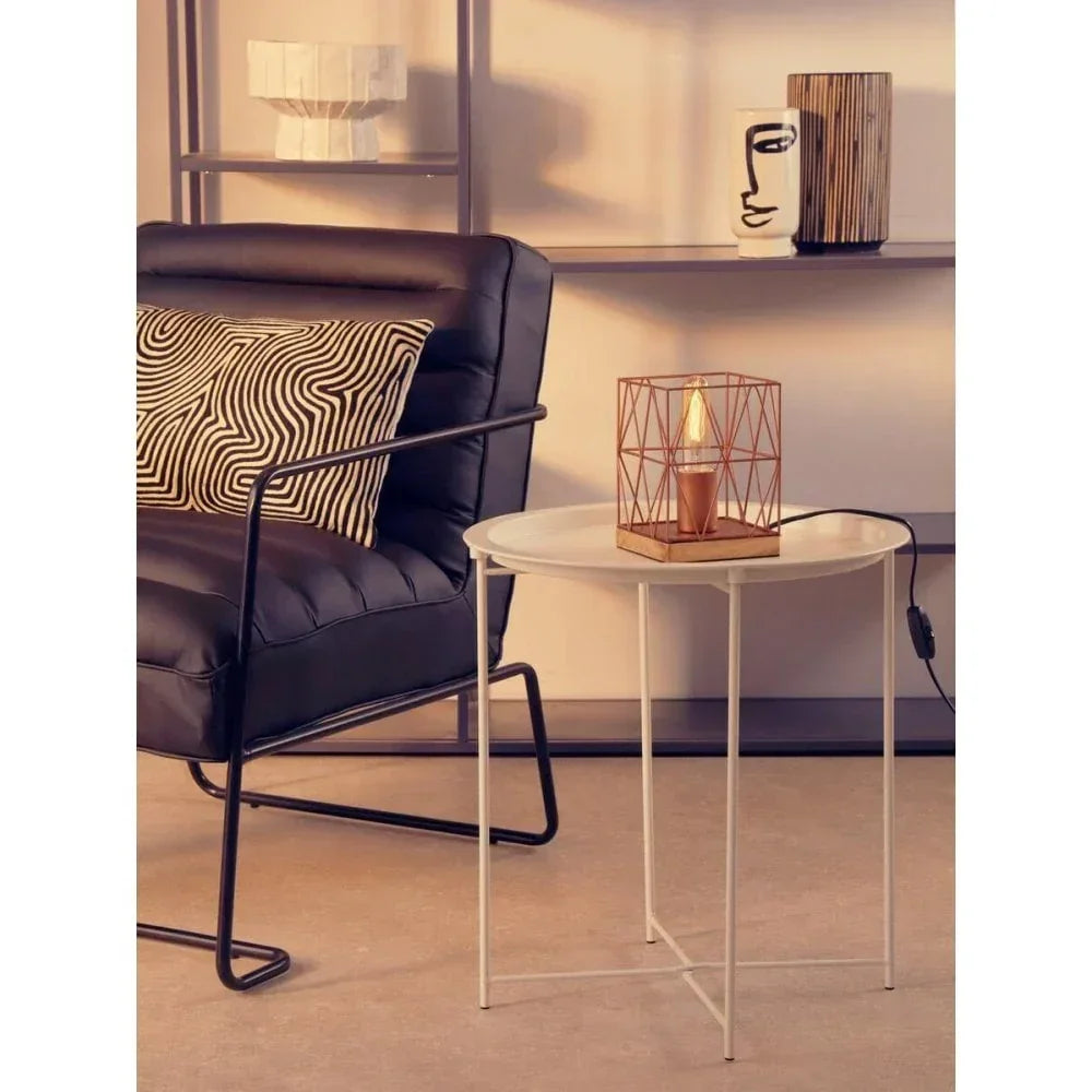 Bronzo Round White Side Table