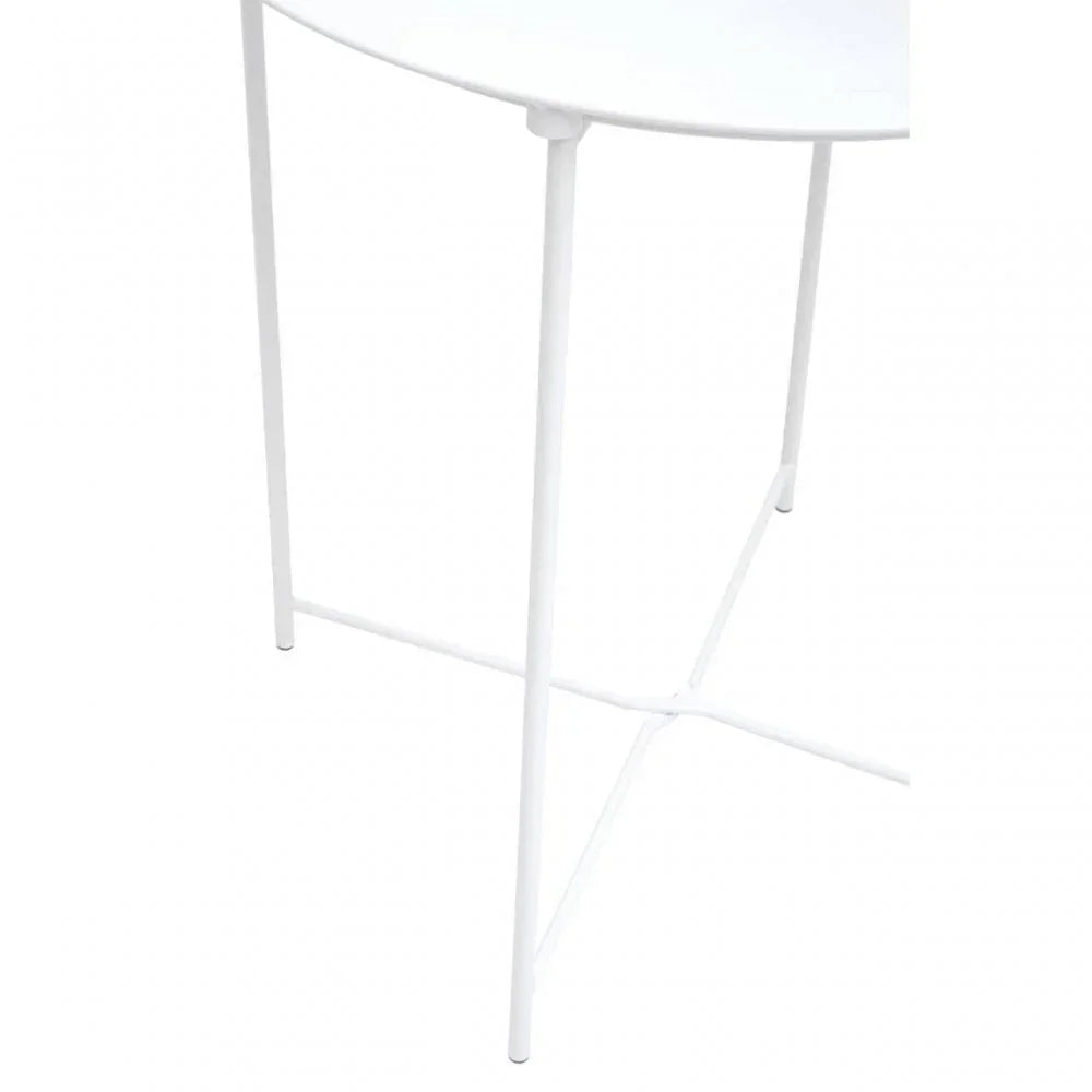 Bronzo Round White Side Table