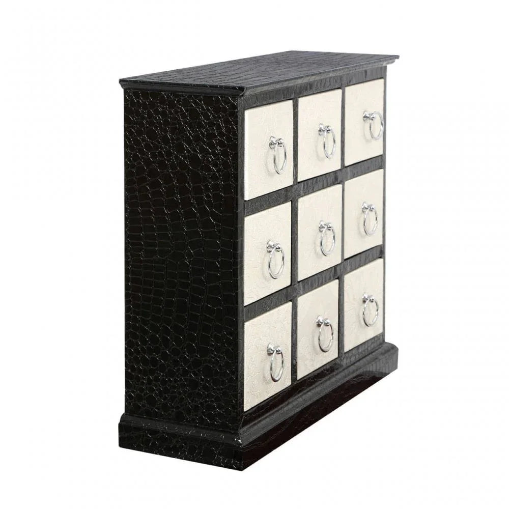 Clara 9 Drawer Crocodile Leather Effect Cabinet