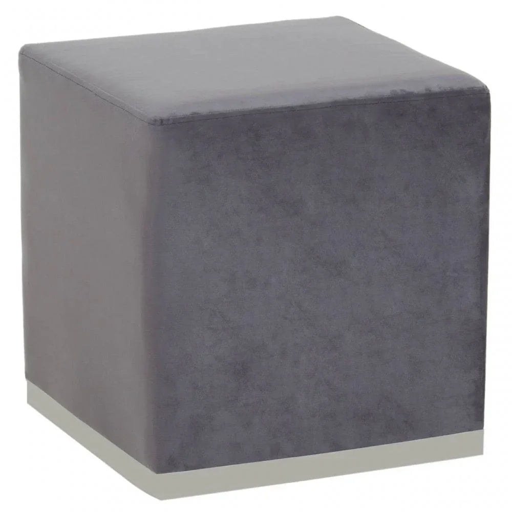 Tavian Grey And Silver Square Stool