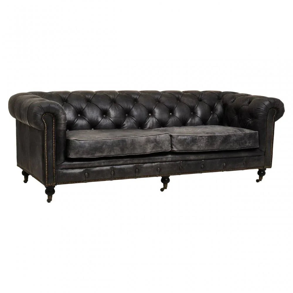Everett Ebony Leather Sofa