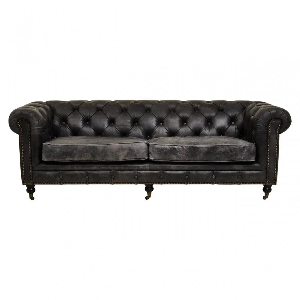 Everett Ebony Leather Sofa