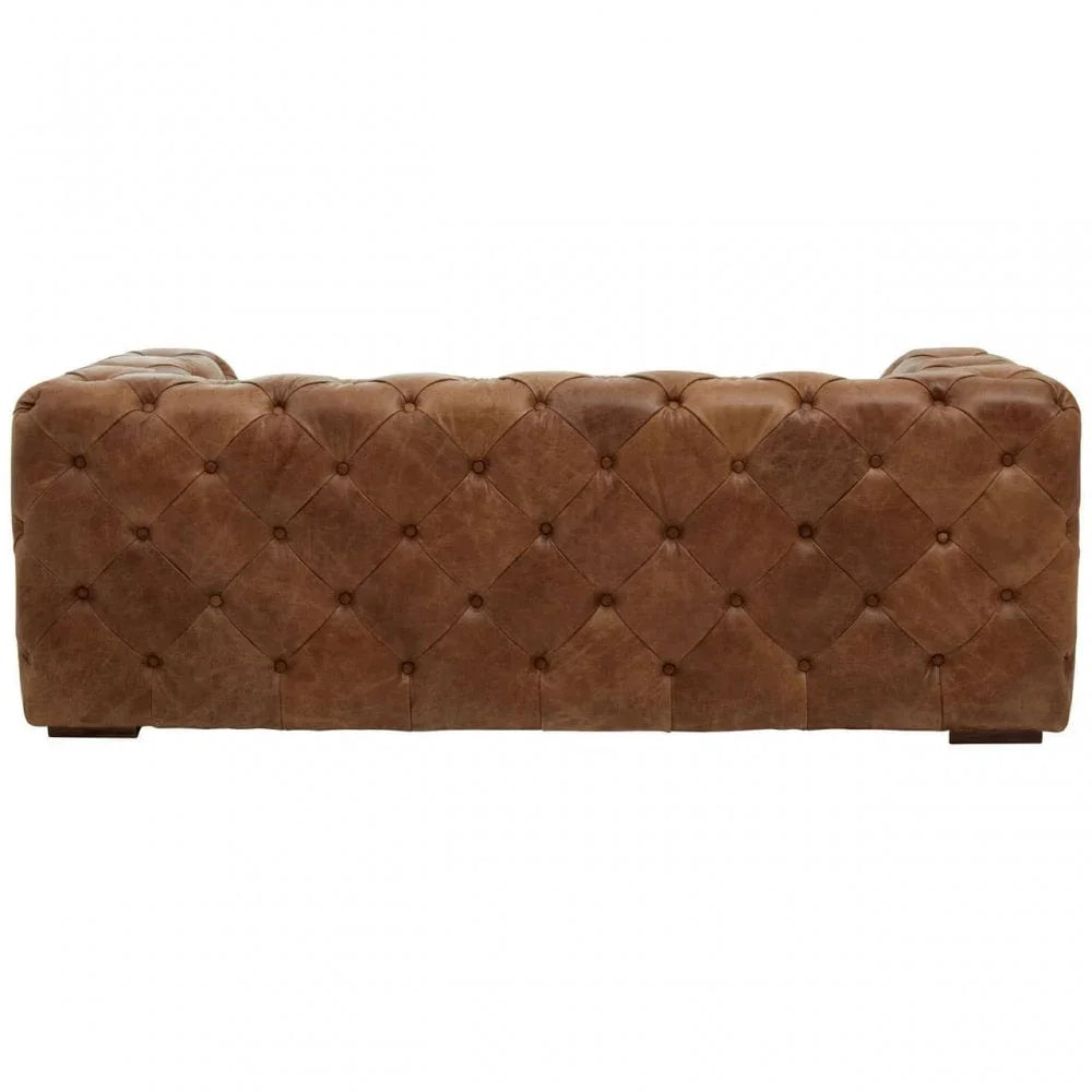 Everett Three Seat Tufted Leather Sofa