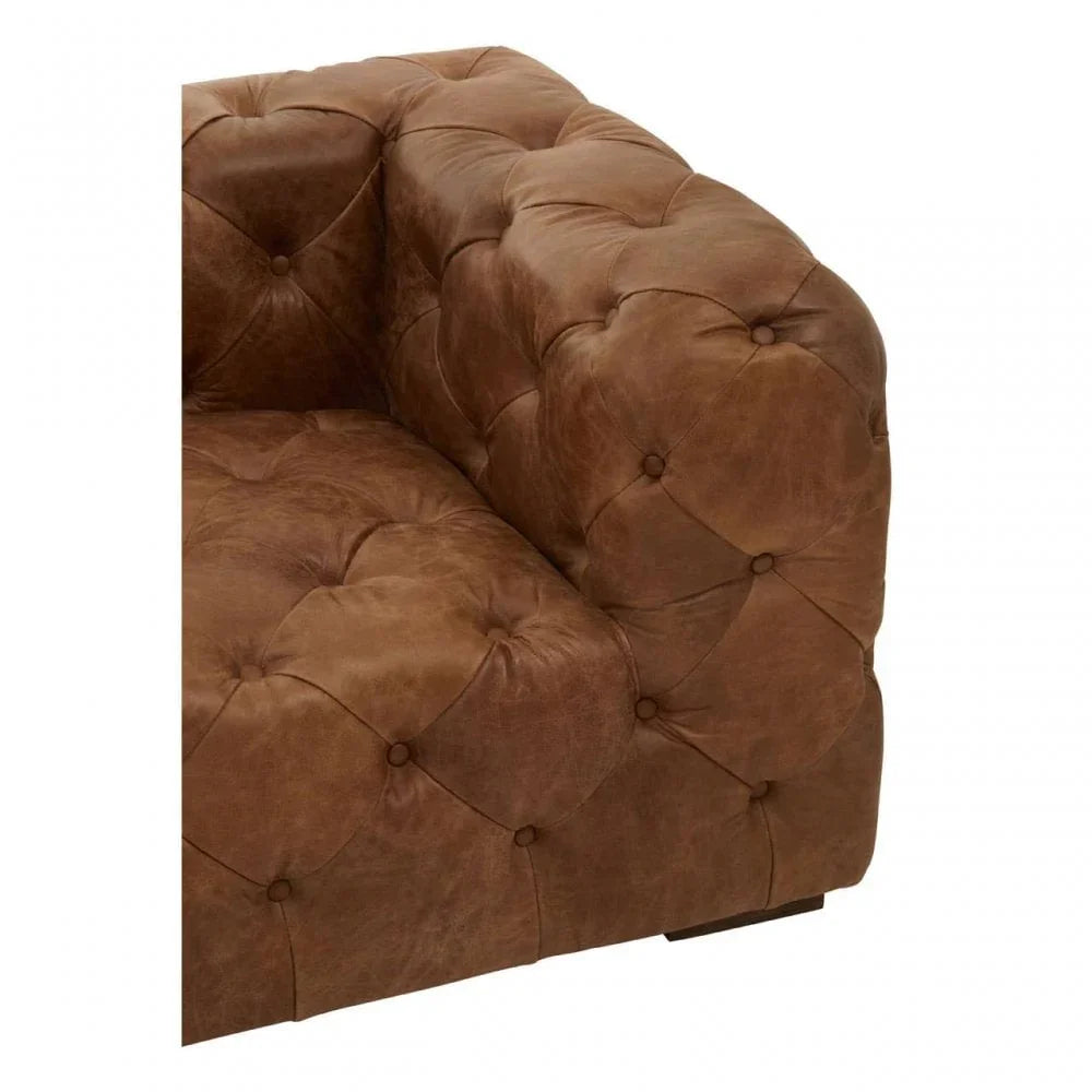 Everett Three Seat Tufted Leather Sofa