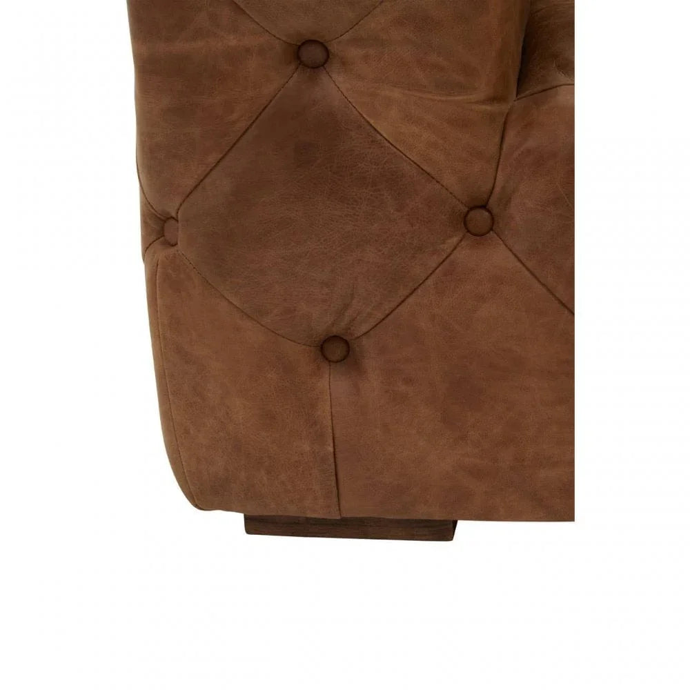 Everett Three Seat Tufted Leather Sofa