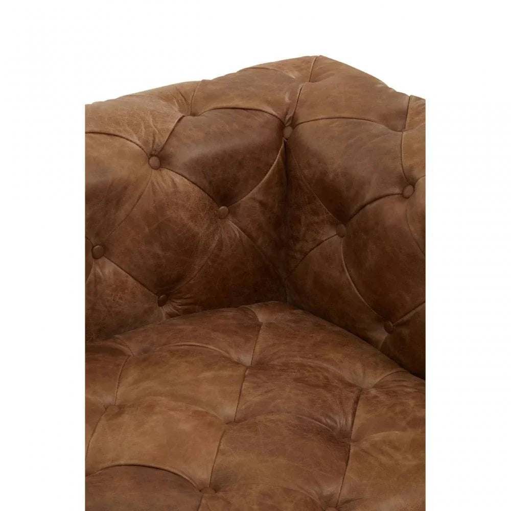 Everett Three Seat Tufted Leather Sofa