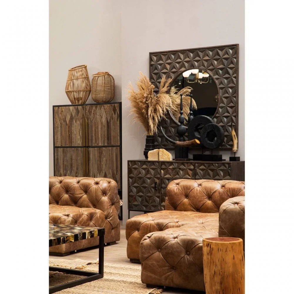 Everett Tufted Leather Right Arm Sofa