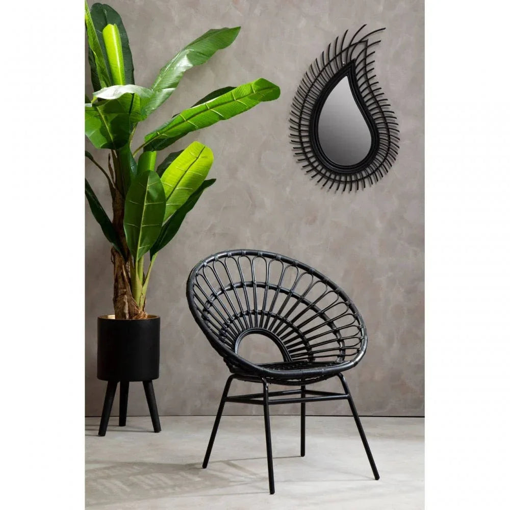 Montrose Black Natural Rattan Flared Back Chair