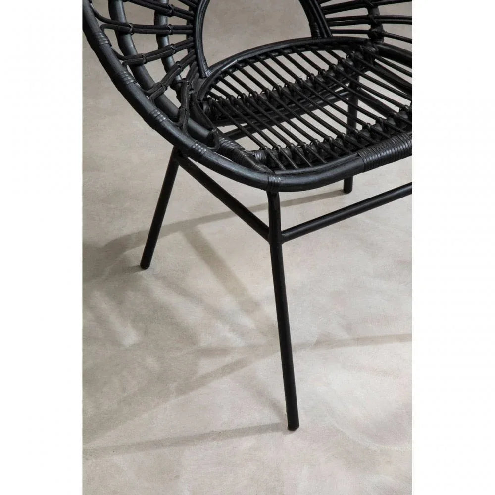 Montrose Black Natural Rattan Flared Back Chair