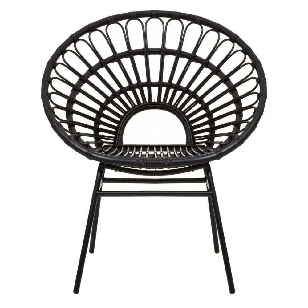 Montrose Black Natural Rattan Flared Back Chair
