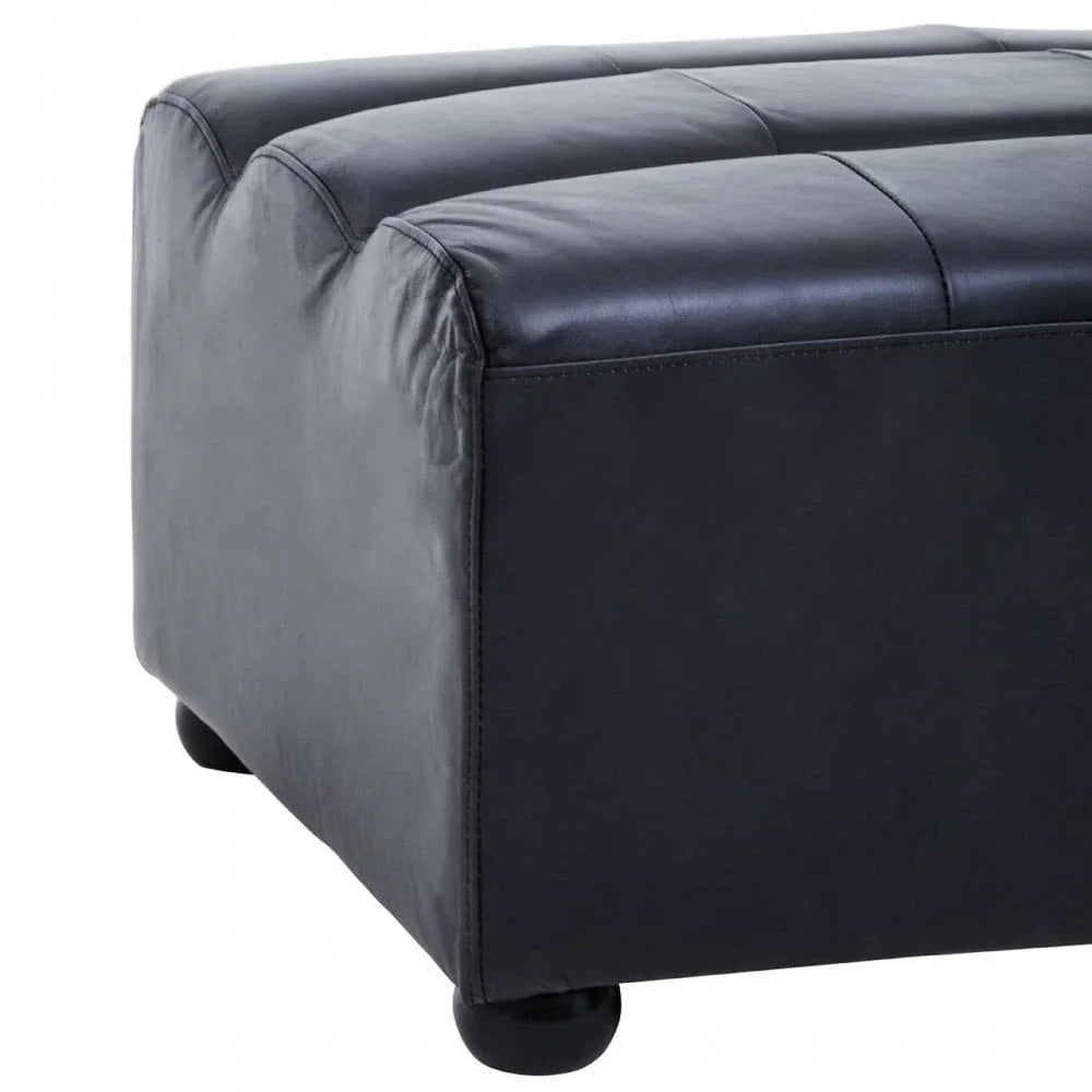 Hudson Distressed Slate Leather Ottoman