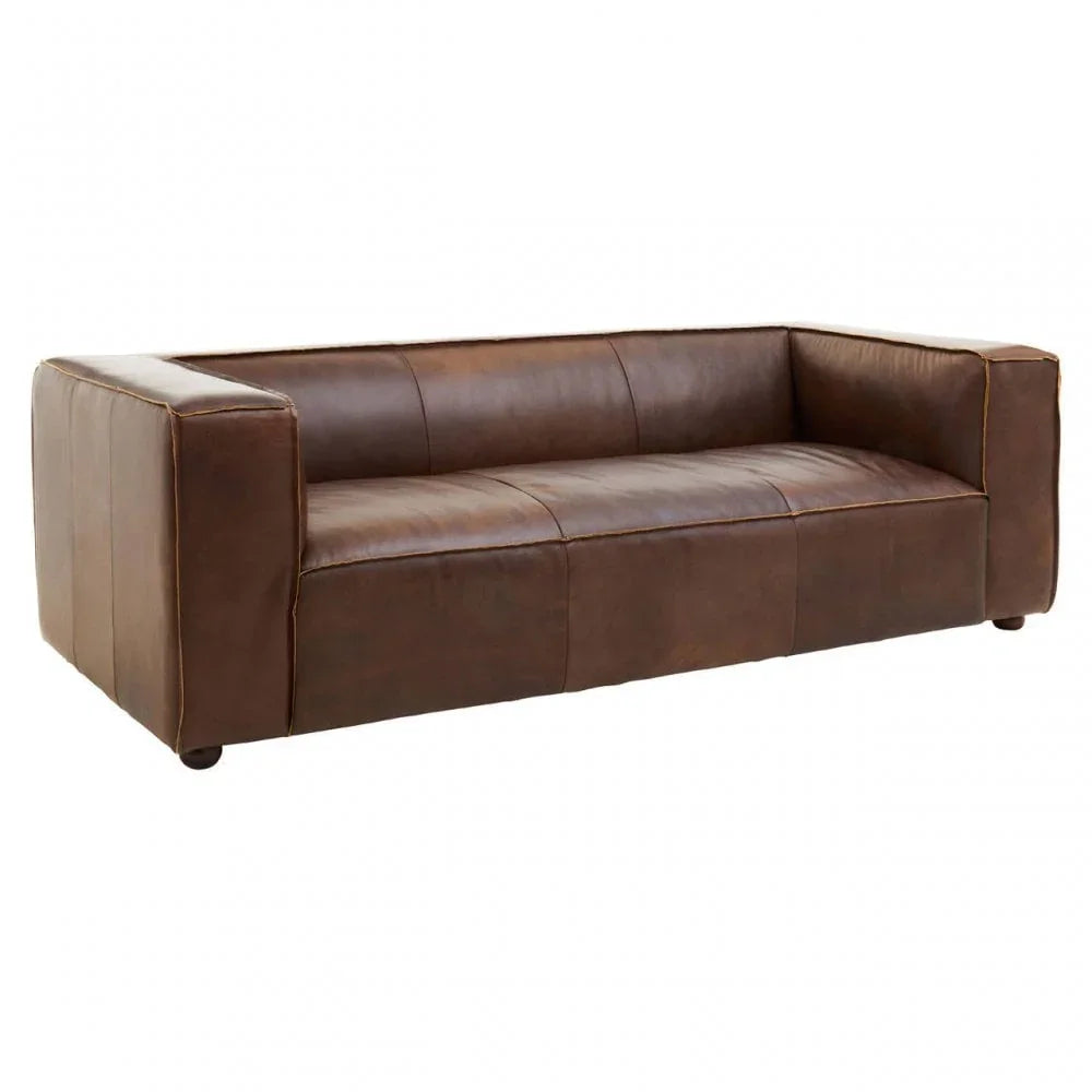 Hudson Three Seater Leather Sofa