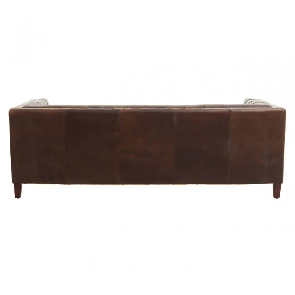Hudson Three Seater Tufted Back Leather Sofa