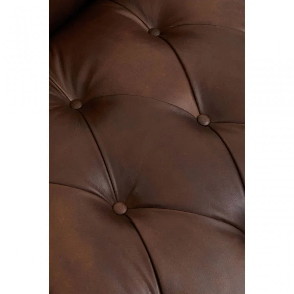 Hudson Three Seater Tufted Leather Sofa