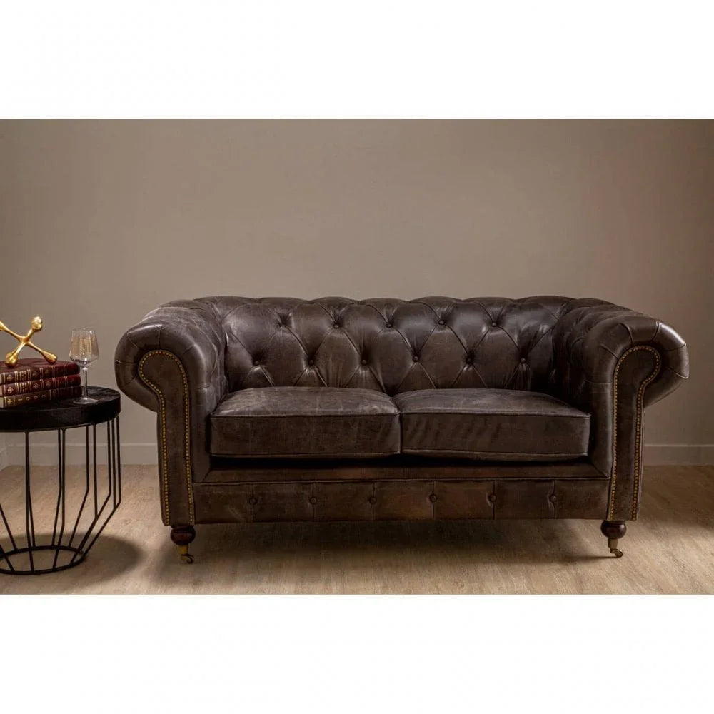 Cambridge 2 Seat Grey Leather Sofa