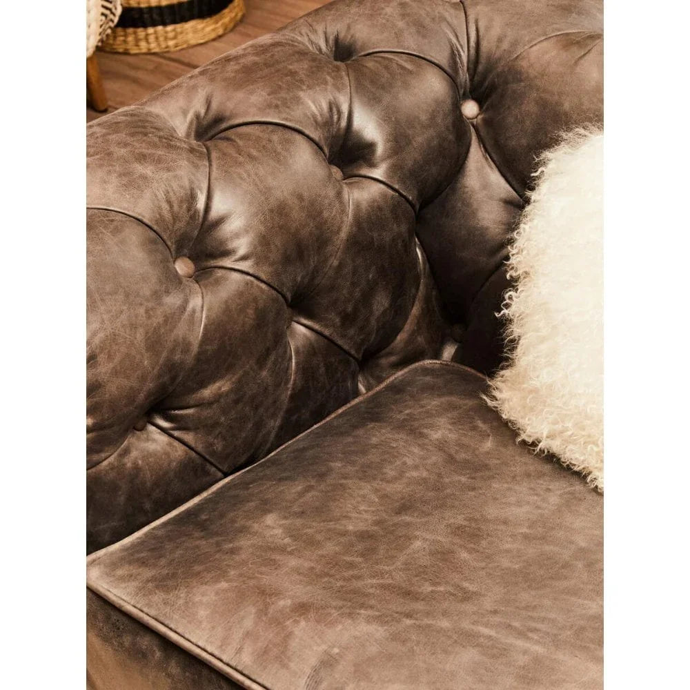 Cambridge Dark Grey Leather Chesterfield Sofa