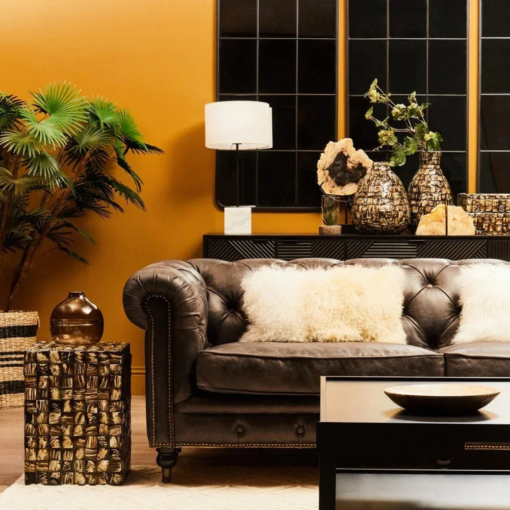 Cambridge Dark Grey Leather Chesterfield Sofa