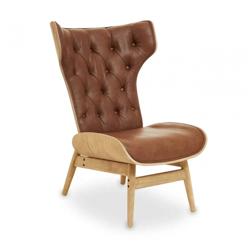 Avalon Brown Leather Effect Chair with Winged Back