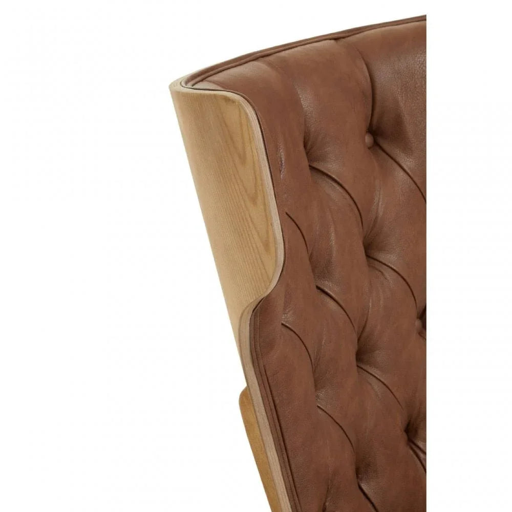 Avalon Brown Leather Effect Chair with Winged Back