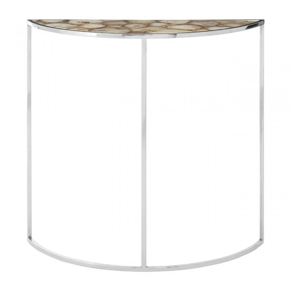 Luna Half Moon White Agate Top Table