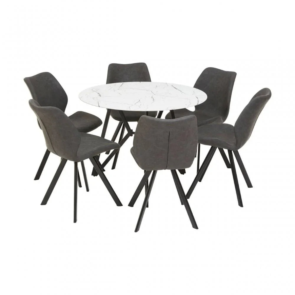 Hudson Round Grey Dining Set