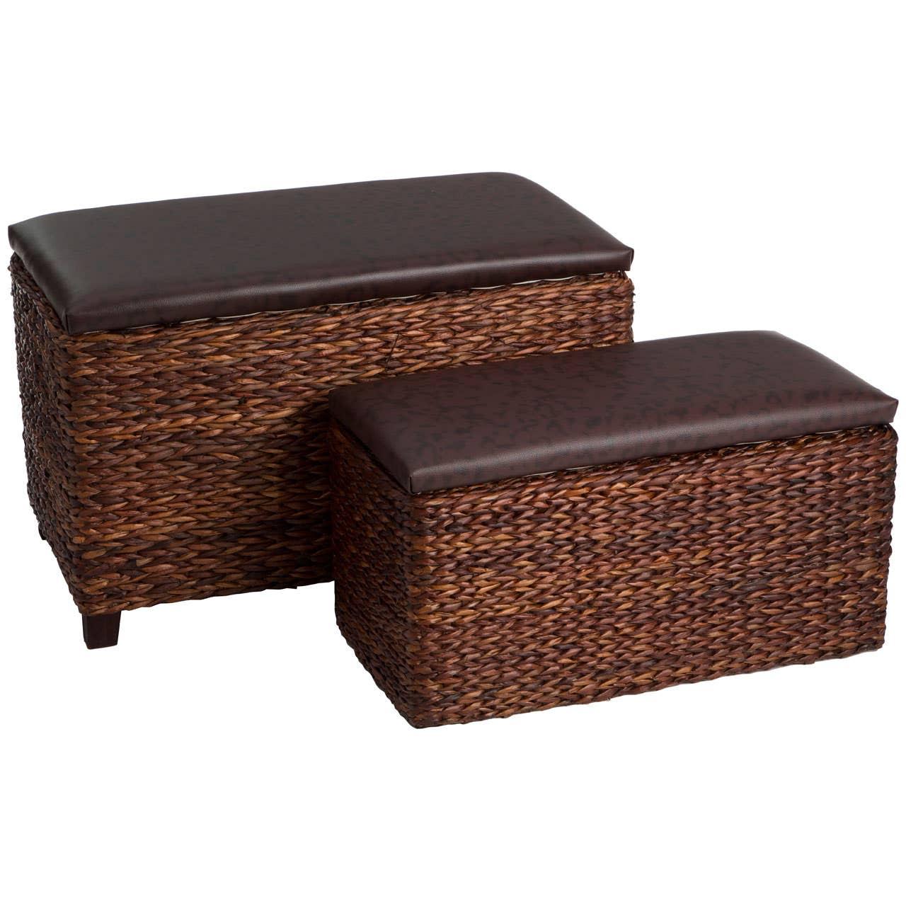 Cattail Weave Storage Ottomans