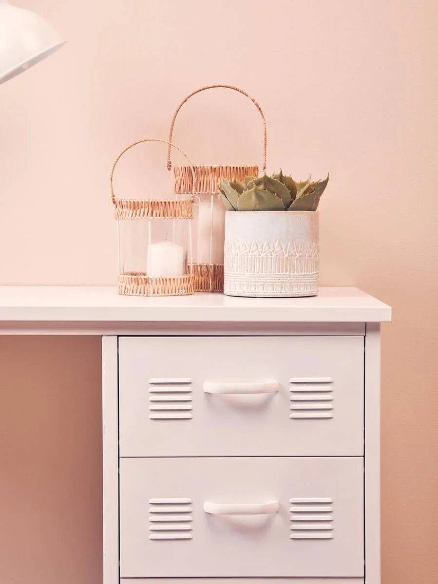 White Metal Desk with Drawers