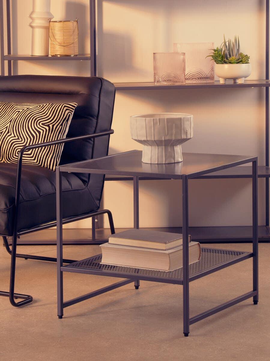 Grey Metal Square Side Table