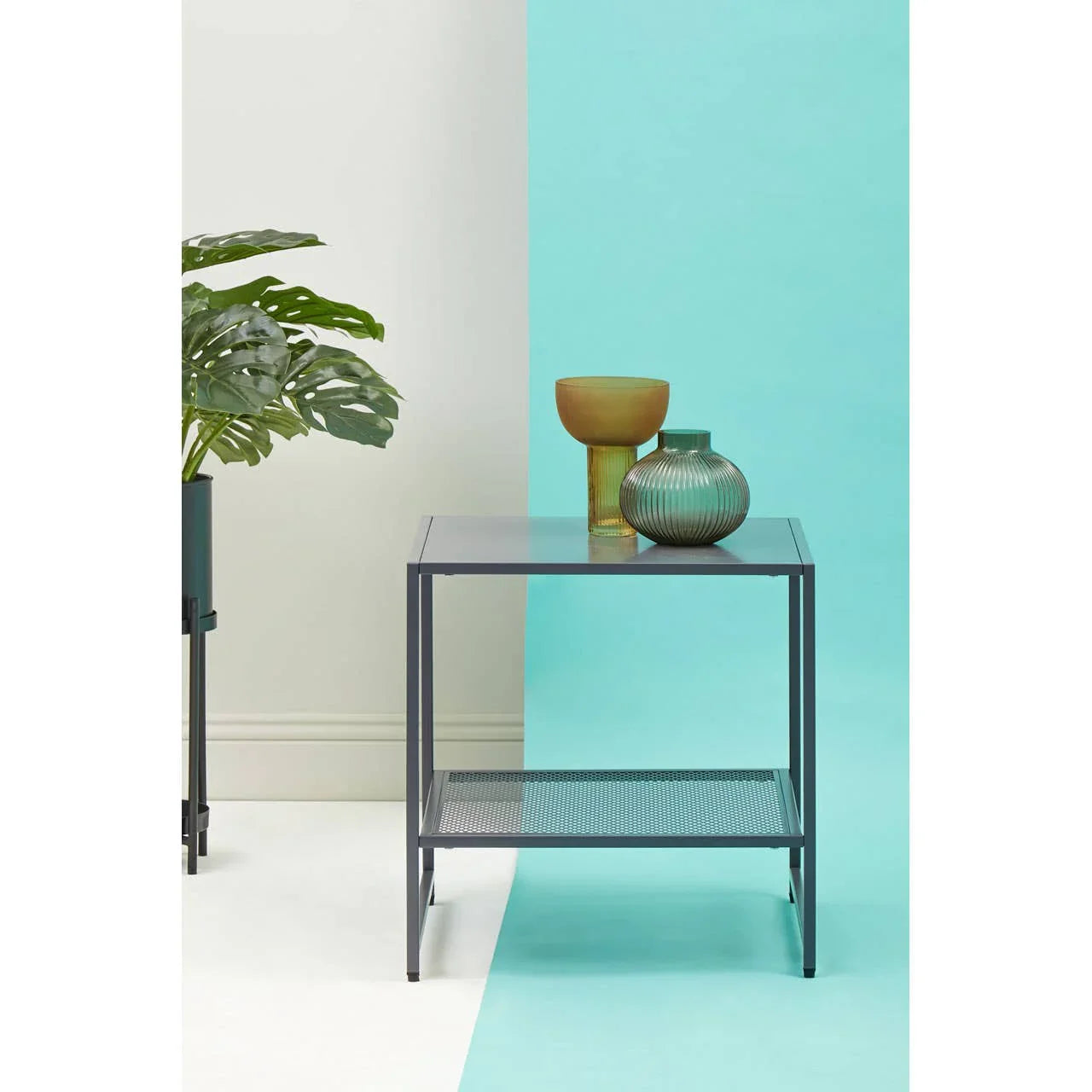 Grey Metal Square Side Table