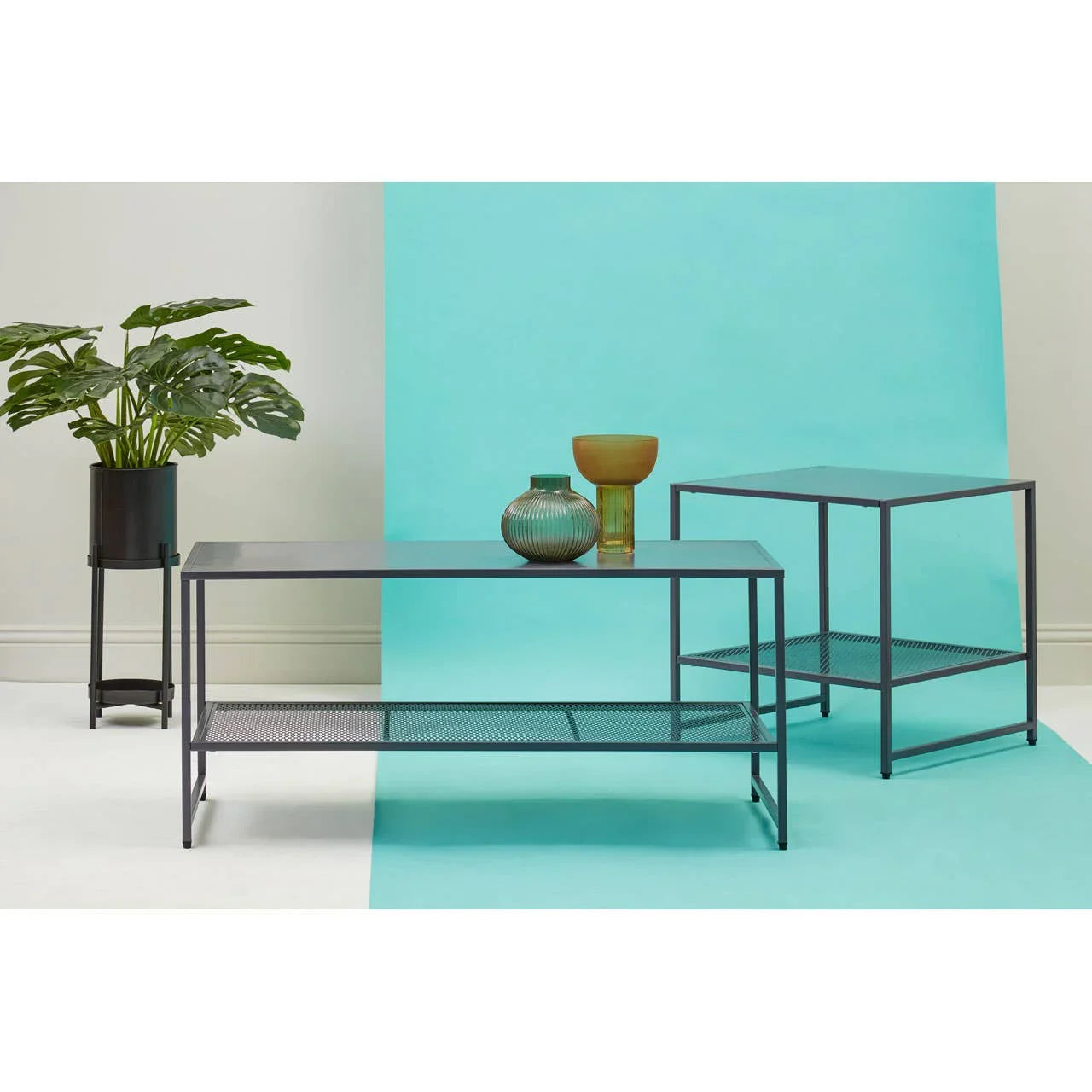 Grey Metal Square Side Table