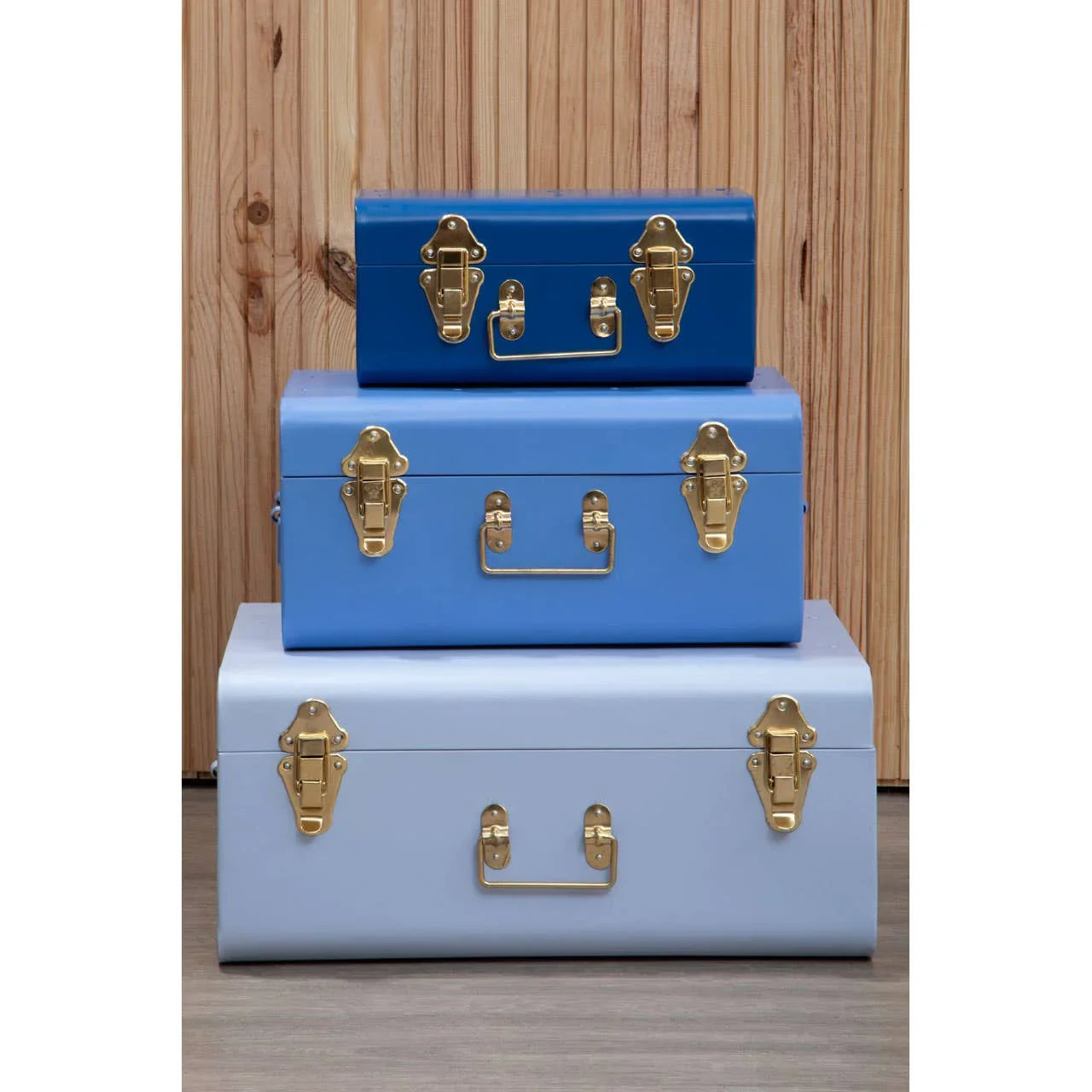Retro Blue Storage Trunks Set