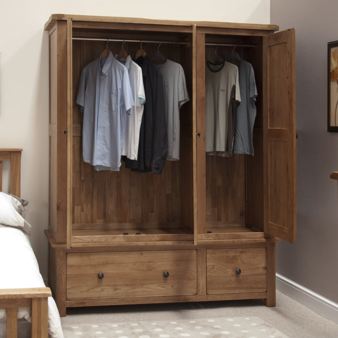 Rustic Oak Triple Wardrobe