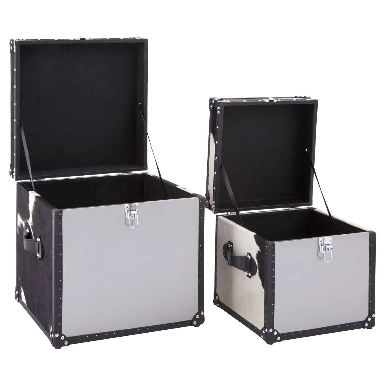 Monochrome Cowhide Storage Trunks