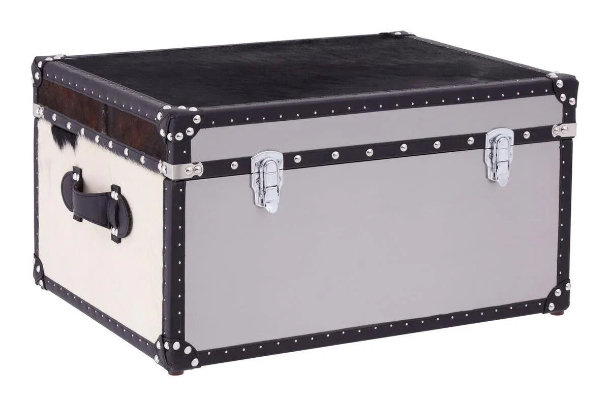 Monochrome Cowhide Storage Trunk
