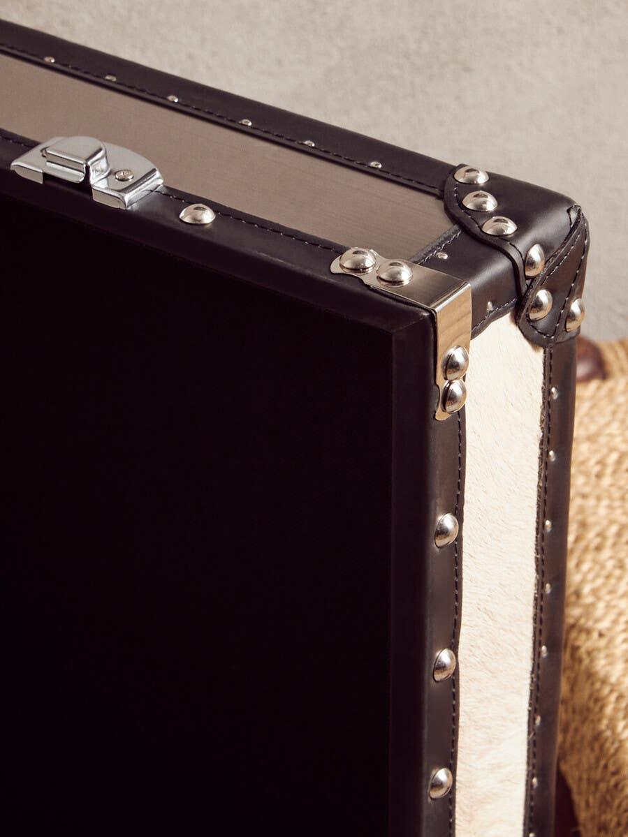 Monochrome Cowhide Storage Trunk