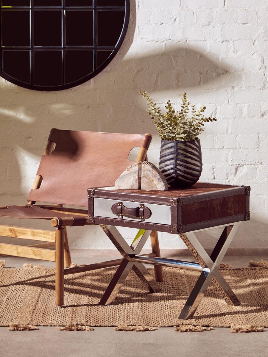 Luxe Cowhide Drawer Table