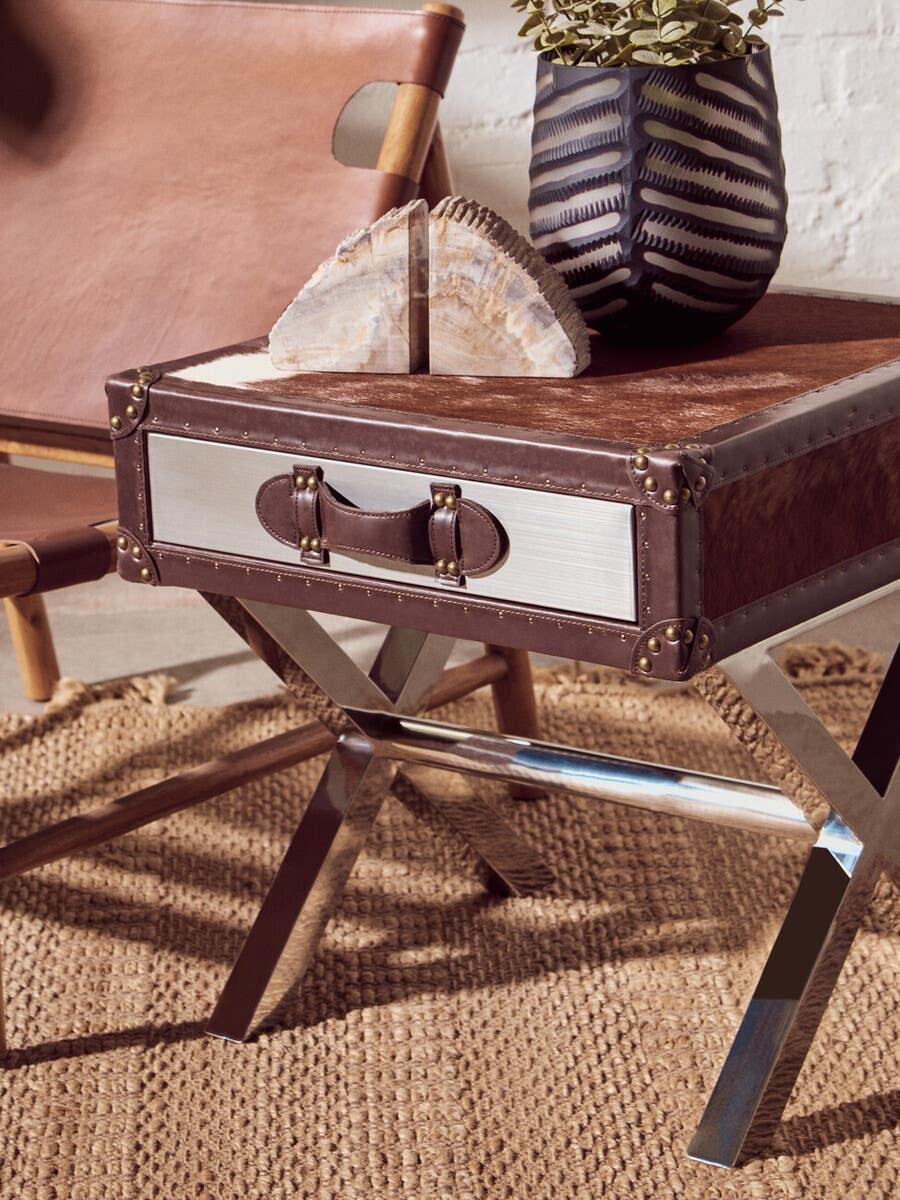 Luxe Cowhide Drawer Table