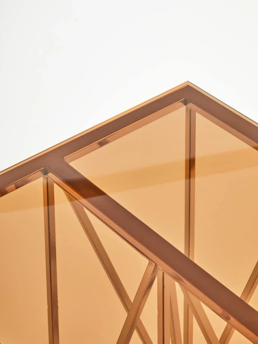 Rose Gold Prism Glass Table