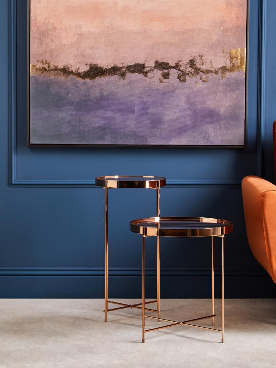 Rose Gold Mirrored Side Table