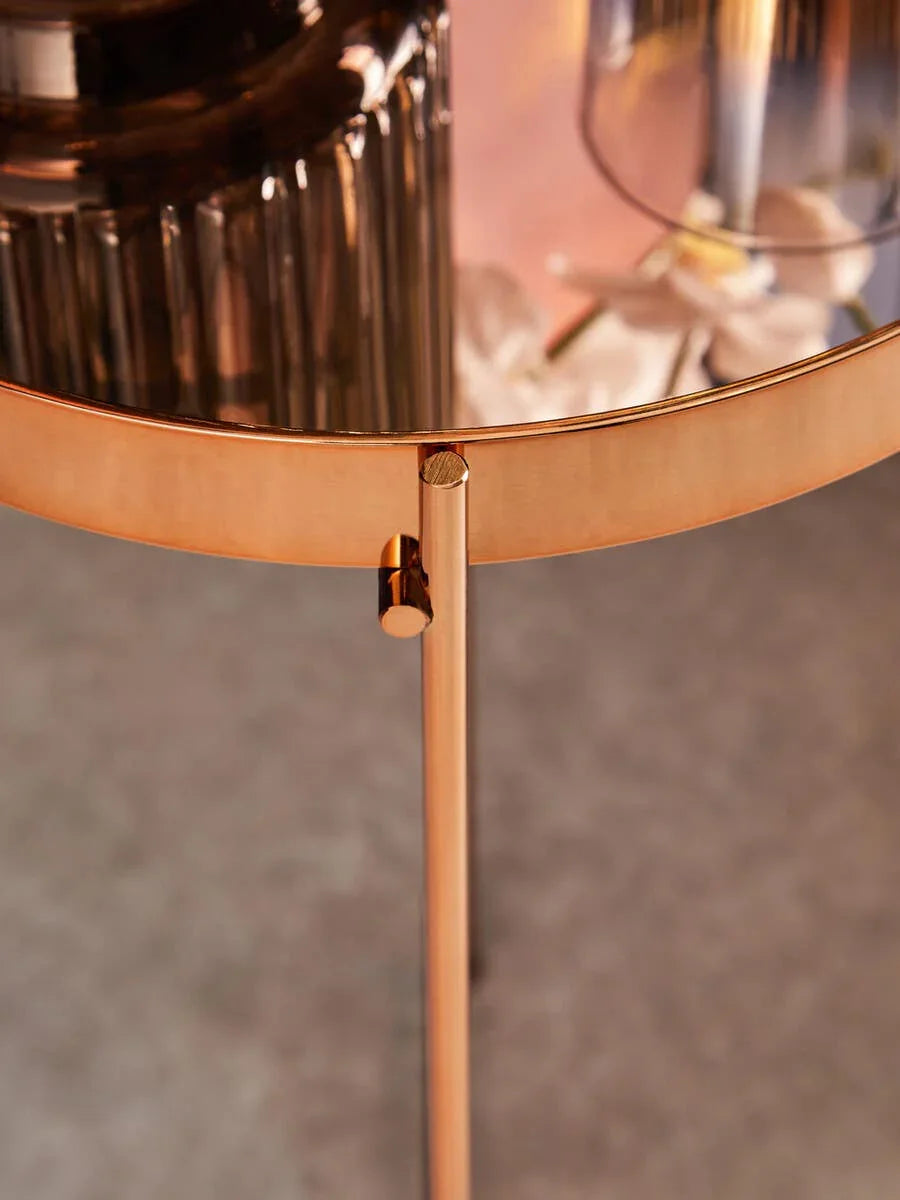 Rose Gold Mirrored Side Table