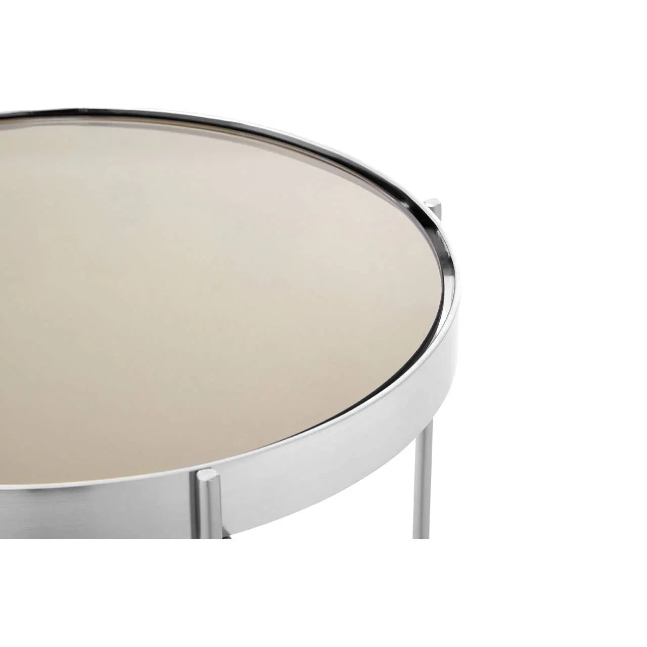 Reflective Metal Mirror Side Table