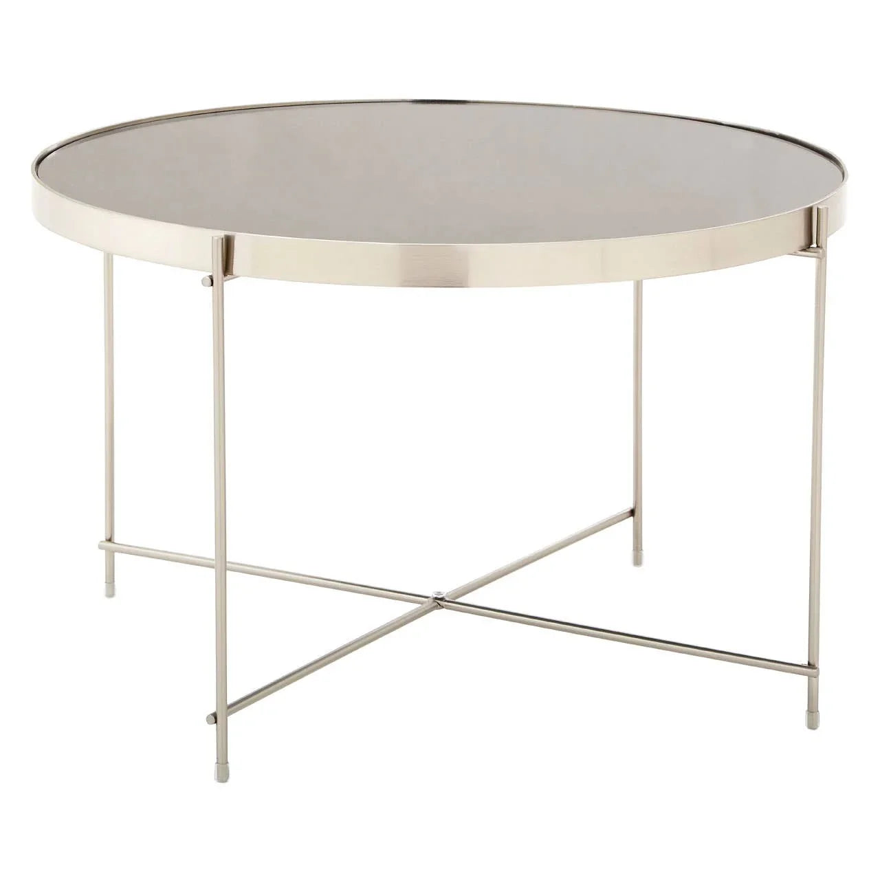 Grey Glass Mirrored Side Table