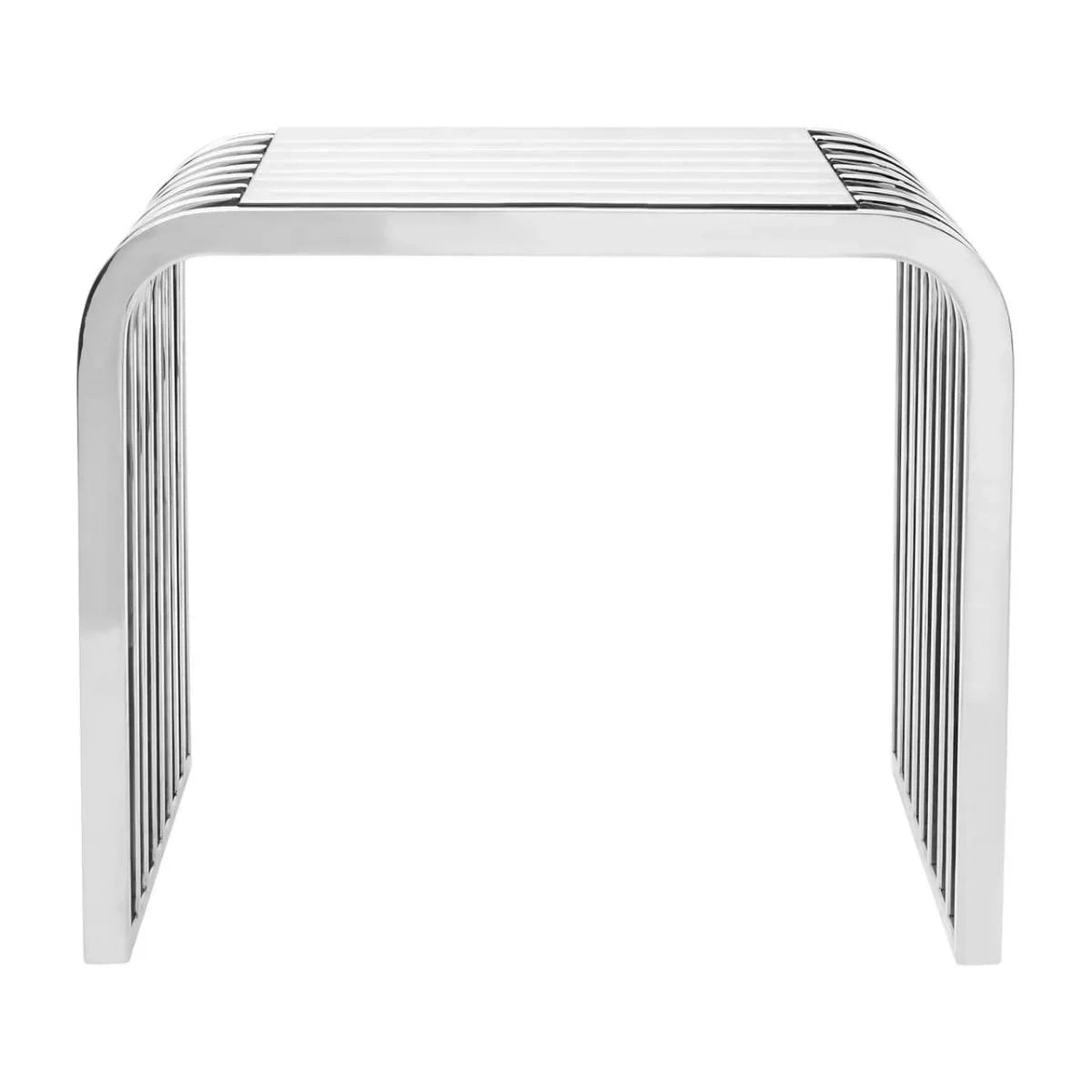 Silver Steel Glass End Table