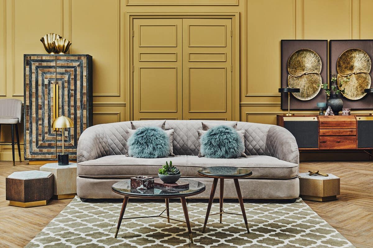 Walnut Brass End Table